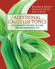 Front cover of Additional calculus topics by Raymond A. Barnett