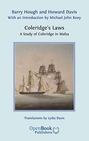 Front cover of Coleridge's Laws. a Study of Coleridge in Malta. by Barry Hough