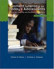 Front cover of Content literacy for today's adolescents by William G. Brozo