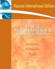 Cover of Finite Mathematics and Its Applications by Larry Joel Goldstein