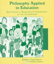 Cover of Philosophy applied to education by Barbara J. Thayer-Bacon