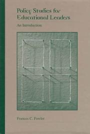 Front cover of Policy Studies for Educational Leaders by Frances C. Fowler