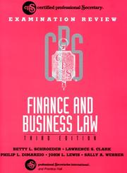Front cover of CPS Examination Review Finance and Business Law by Betty L. Schroeder