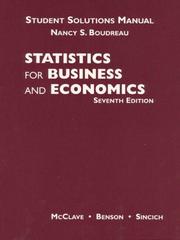 Front cover of Statistics for Business and Economics by Nancy S. Boudreau