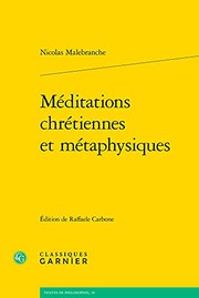 Front cover of Meditations Chretiennes Et Metaphysiques by Nicolas Malebranche