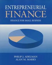 Cover of Entrepreneurial finance by Philip J. Adelman