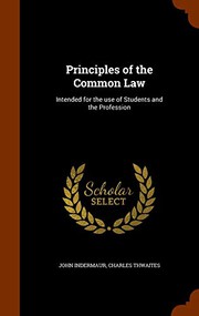Front cover of Principles of the Common Law by John Indermaur
