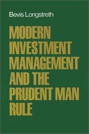 Front cover of Modern investment management and the prudent man rule by Bevis Longstreth