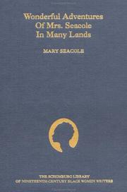Front cover of Wonderful adventures of Mrs. Seacole in many lands by Mary Seacole