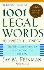 Front cover of 1001 Legal Words You Need to Know by Jay M. Feinman