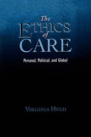 Front cover of The ethics of care by Virginia Held