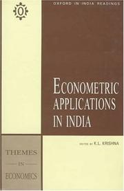 Cover of Econometric applications in India by K. L. Krishna
