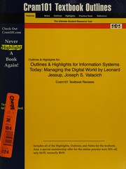 Front cover of Study guide for Information systems today, managing in the digital world, 3rd ed., by Leonard M. Jessup, Joseph S. Valacich by Leonard M. Jessup