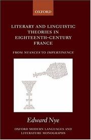 Front cover of Literary and linguistic theories in eighteenth-century France by Edward Nye