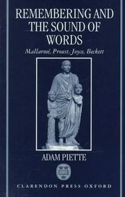 Front cover of Remembering and the sound of words by Adam Piette
