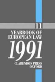 Front cover of Yearbook of European law by Ami Barav