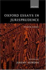 Front cover of Oxford Essays in Jurisprudence by Jeremy Horder