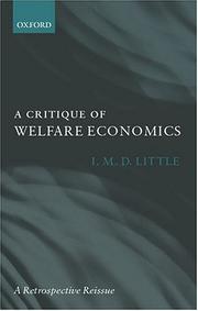 Cover of A critique of welfare economics by Ian Malcolm David Little