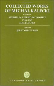 Cover of Studies in applied economics, 1927-1941 by Michał Kalecki