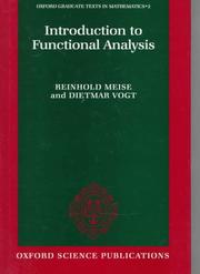 Cover of Introduction to functional analysis by Reinhold Meise