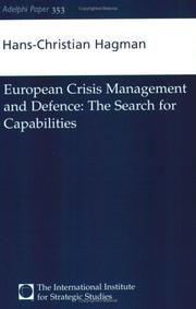 Front cover of European crisis management and defence by Hans-Christian Hagman