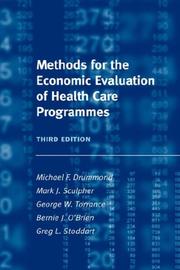 Cover of Methods for the economic evaluation of health care programmes by M. F. Drummond