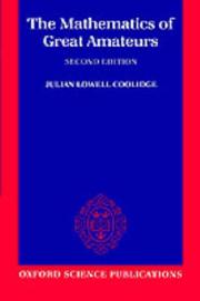 Front cover of The mathematics of great amateurs by Coolidge, Julian Lowell