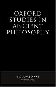 Cover of Oxford Studies in Ancient Philosophy: Volume XXXI by D. N. Sedley