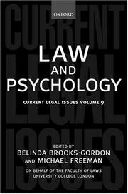 Cover of Law and psychology by Belinda Brooks-Gordon