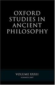 Cover of Oxford Studies in Ancient Philosophy XXXII by D. N. Sedley