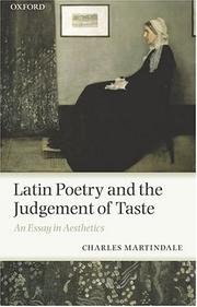 Cover of Latin Poetry and the Judgement of Taste by Charles Martindale