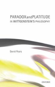 Front cover of Paradox and Platitude in Wittgenstein's Philosophy by David Pears