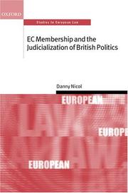 Cover of EC membership and the judicialization of British politics by Danny Nicol