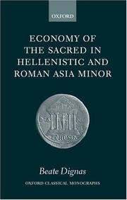 Front cover of Economy of the Sacred in Hellenistic and Roman Asia Minor (Oxford Classical Monographs) by Beate Dignas