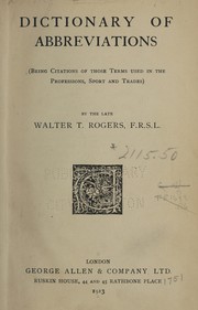 Front cover of Dictionary of abbreviations by Walter Thomas Rogers