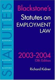 Front cover of Statutes on Employment Law 2003-2004 (Blackstone's Statute Book Series) by Richard Kidner