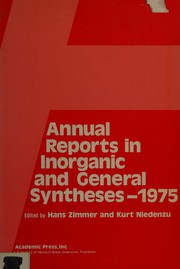 Front cover of Annual Reports in Inorganic and General Syntheses by K. Niedenzu