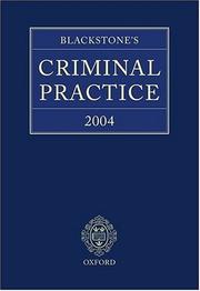 Front cover of Blackstone's Criminal Practice 2004 (Blackstone's Criminal Practice) by Unknown