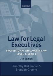 Front cover of Law for legal executives by Timothy Blakemore