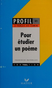 Front cover of Pour étudier un poème by Françoise Nayrolles
