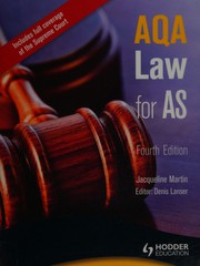 Cover of AQA law for AS by Jacqueline Martin