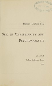 Cover of Sex in Christianity and psychoanalysis by William Graham Cole