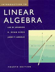 Cover of Introduction to linear algebra by Lee W. Johnson