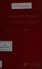 Cover of Words and phrases legally defined by Unknown