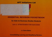Front cover of Essential revision pocketbook for AQA A2 business studies students by Baker, Claire (Business studies teacher)