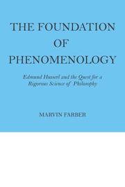 Front cover of The foundation of phenomenology by Marvin Farber