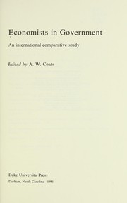 Front cover of Economists in government by A. W. Coats
