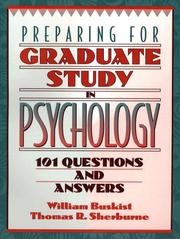 Front cover of Preparing for graduate study in psychology by William Buskist