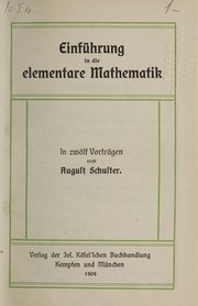 Cover of Einführung in die elementare Mathematik by August Schuster