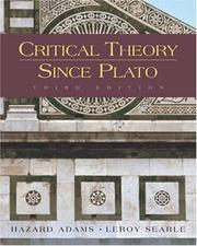 Front cover of Critical theory since Plato by Hazard Adams